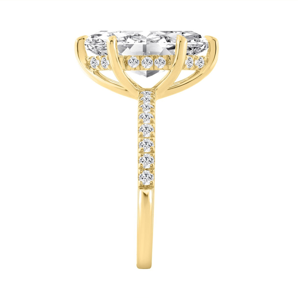 14K YELLOW GOLD 3 1/2CT MARQUISE/ROUND DIAMOND LADIES RING (CENTER STONE MARQUISE DIAMOND 3CT)
