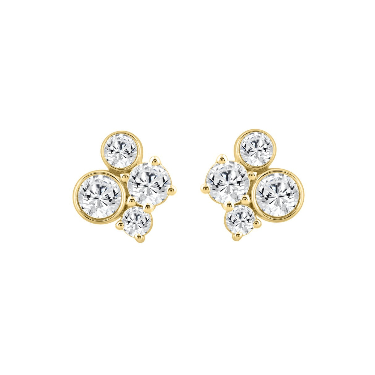 1.00CT Yellow Gold 10K Round Diamond Fashion Earrings for Women (Color F-G Clarity VS1/VS2)