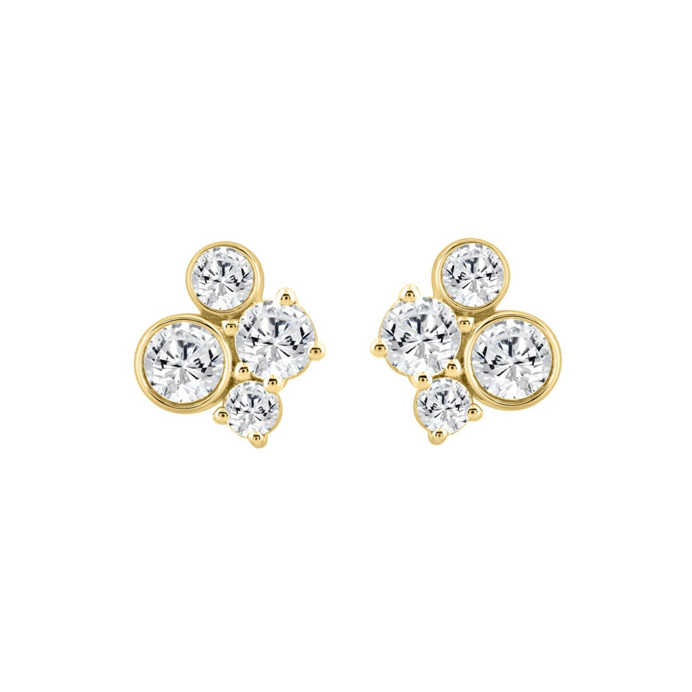1.00CT Yellow Gold 10K Round Diamond Fashion Earrings for Women (Color F-G Clarity VS1/VS2)
