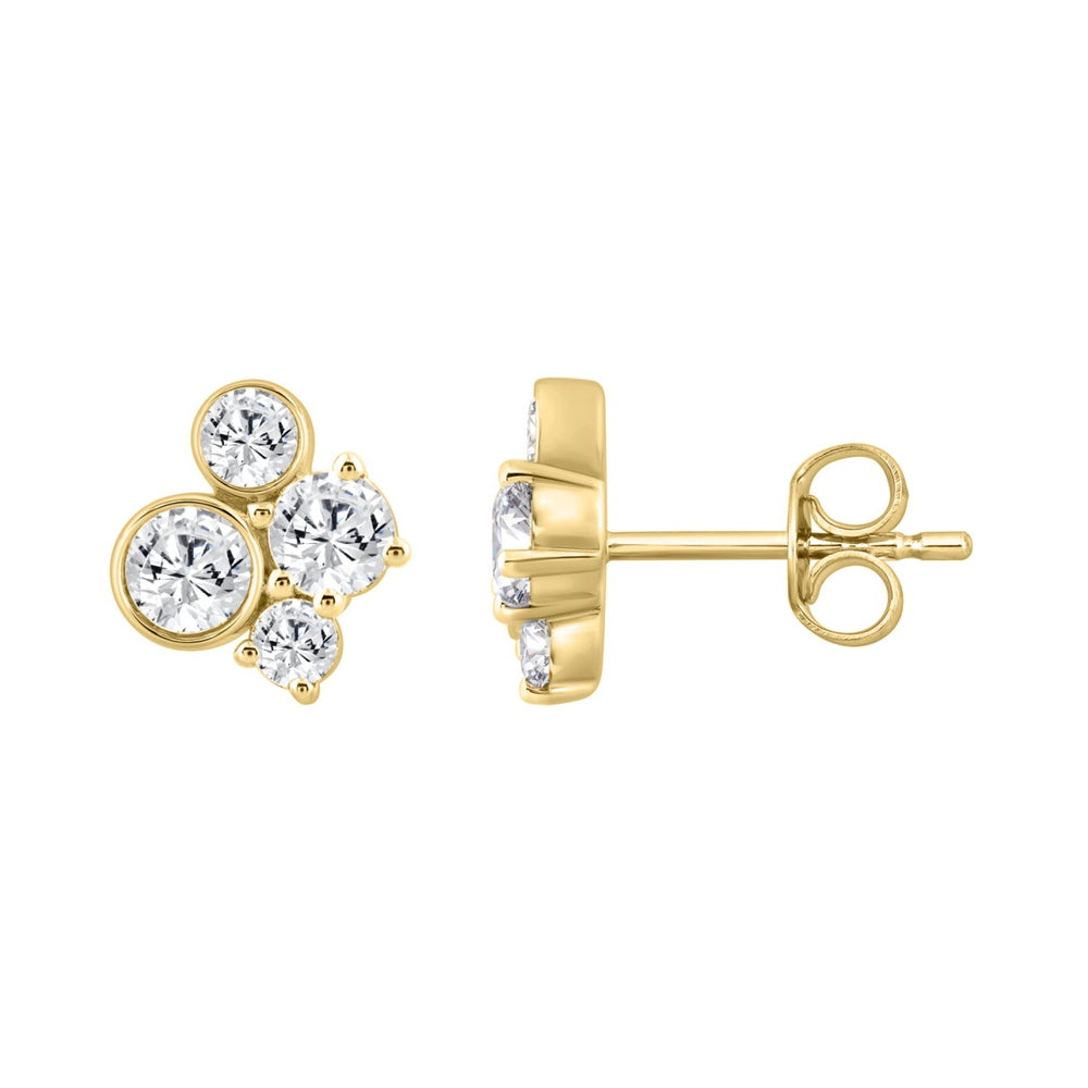 1.00CT Yellow Gold 10K Round Diamond Fashion Earrings for Women (Color F-G Clarity VS1/VS2)