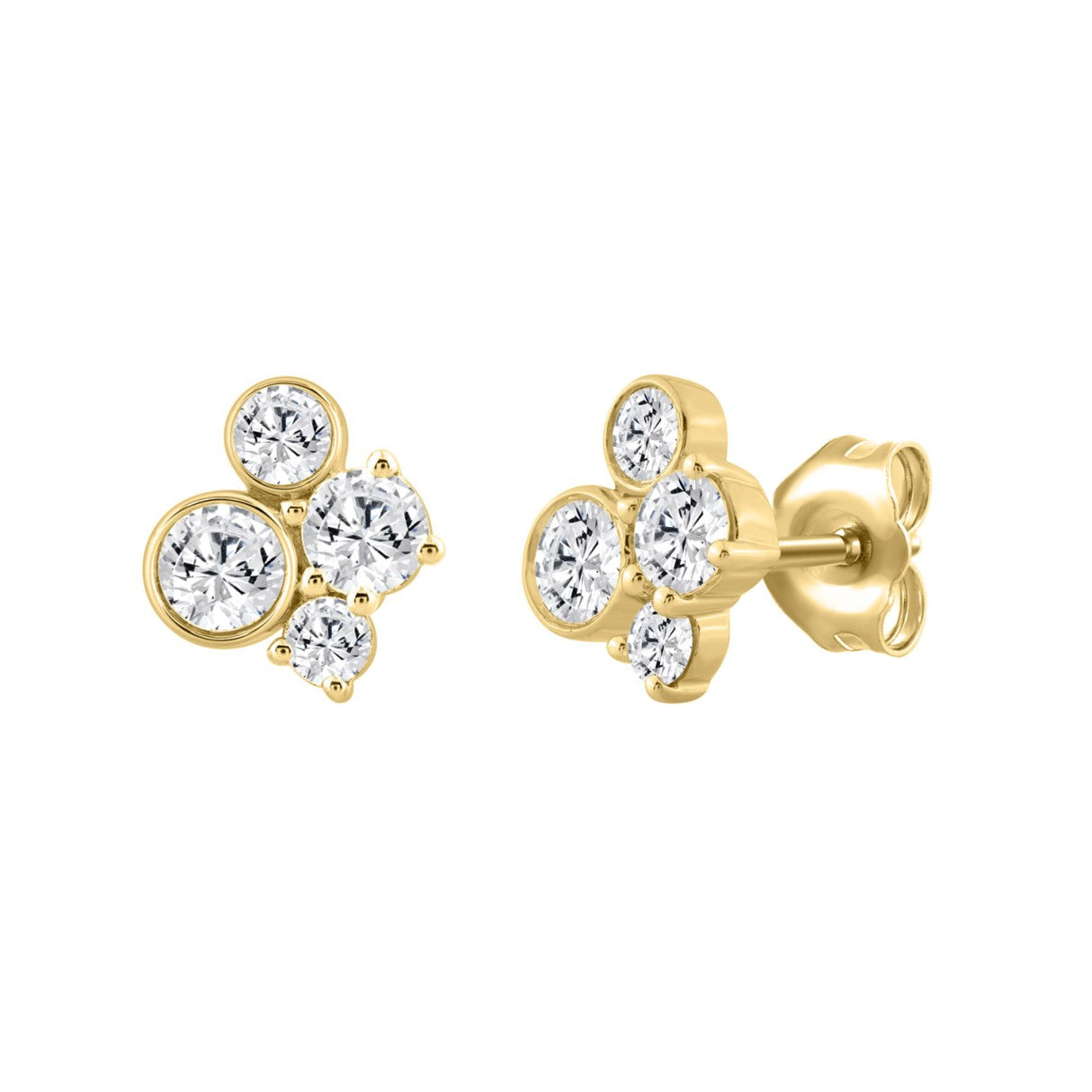 1.00CT Yellow Gold 10K Round Diamond Fashion Earrings for Women (Color F-G Clarity VS1/VS2)