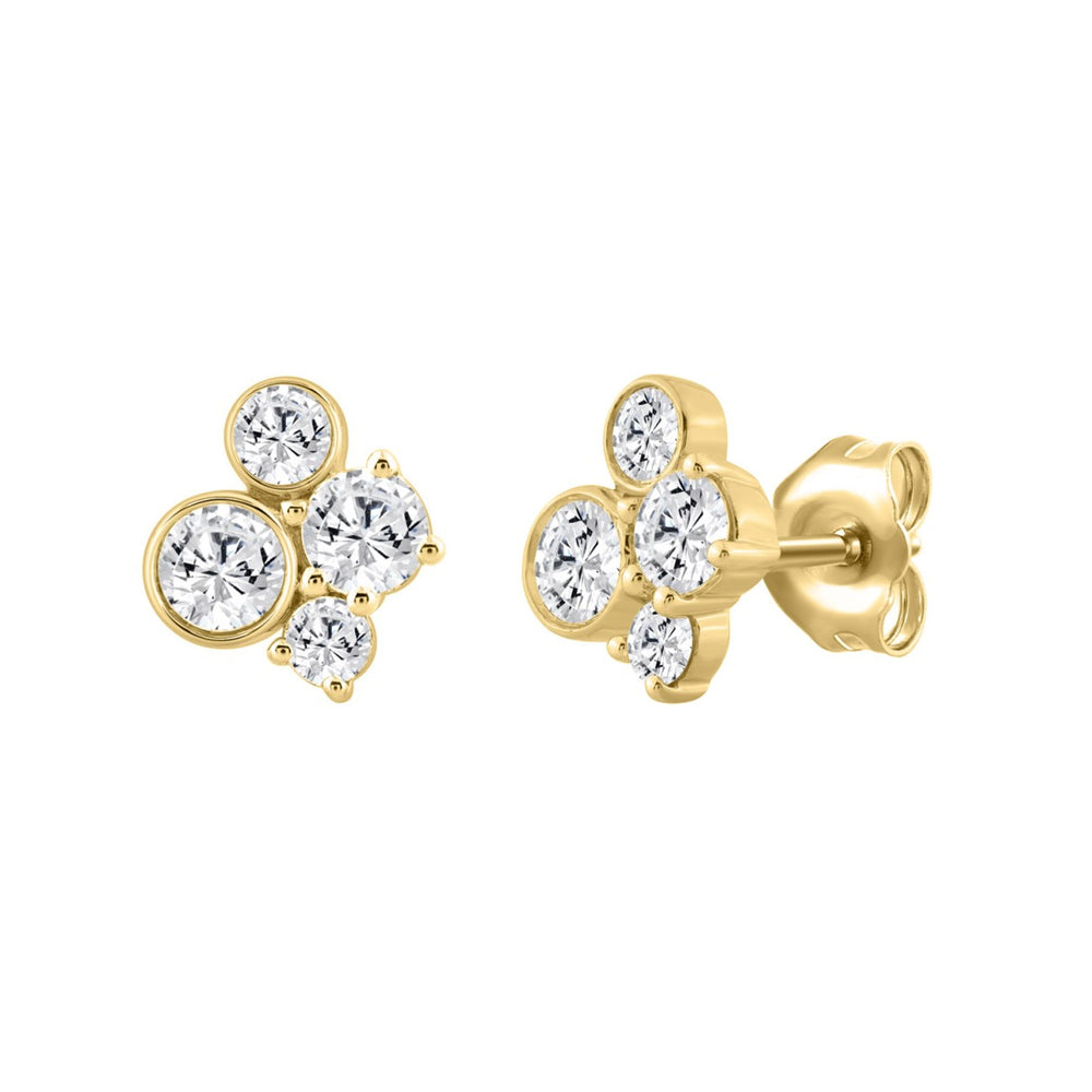 1.00CT Yellow Gold 10K Round Diamond Fashion Earrings for Women (Color F-G Clarity VS1/VS2)