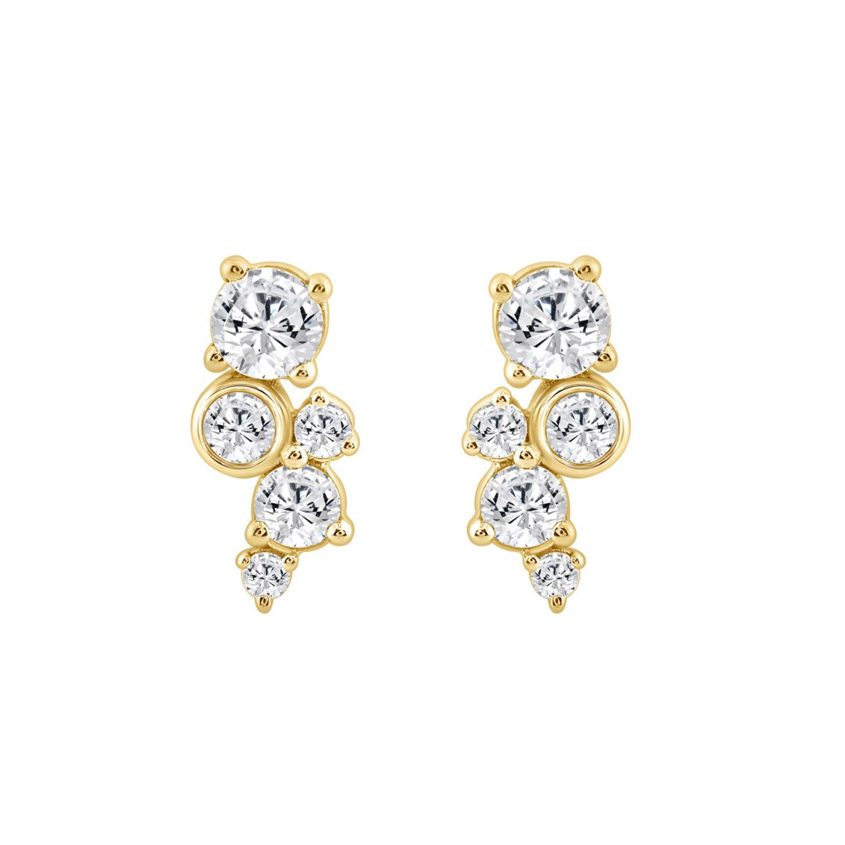 1.00CT Yellow Gold 10K Round Diamond Fashion Earrings for Women (Color F-G Clarity VS1/VS2)