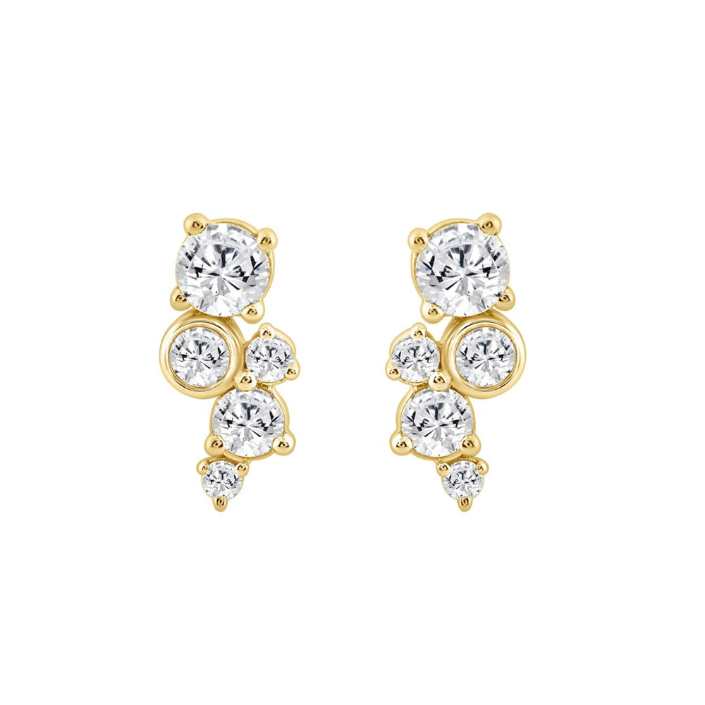 1.00CT Yellow Gold 10K Round Diamond Fashion Earrings for Women (Color F-G Clarity VS1/VS2)