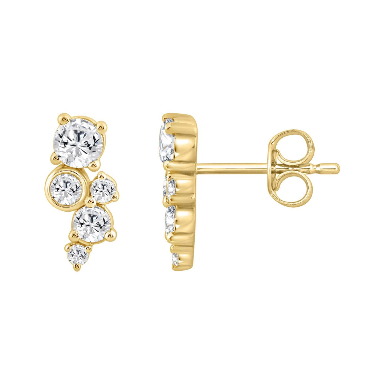 1.00CT Yellow Gold 10K Round Diamond Fashion Earrings for Women (Color F-G Clarity VS1/VS2)