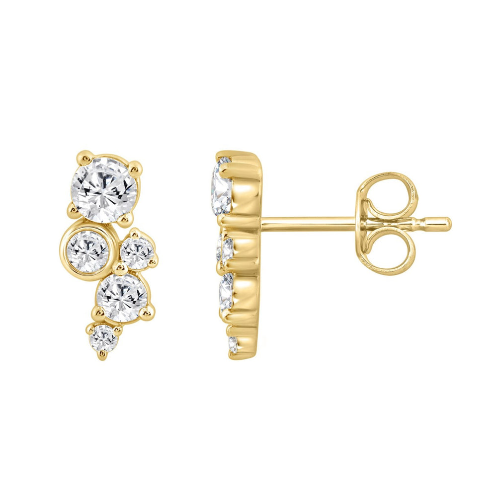 1.00CT Yellow Gold 10K Round Diamond Fashion Earrings for Women (Color F-G Clarity VS1/VS2)