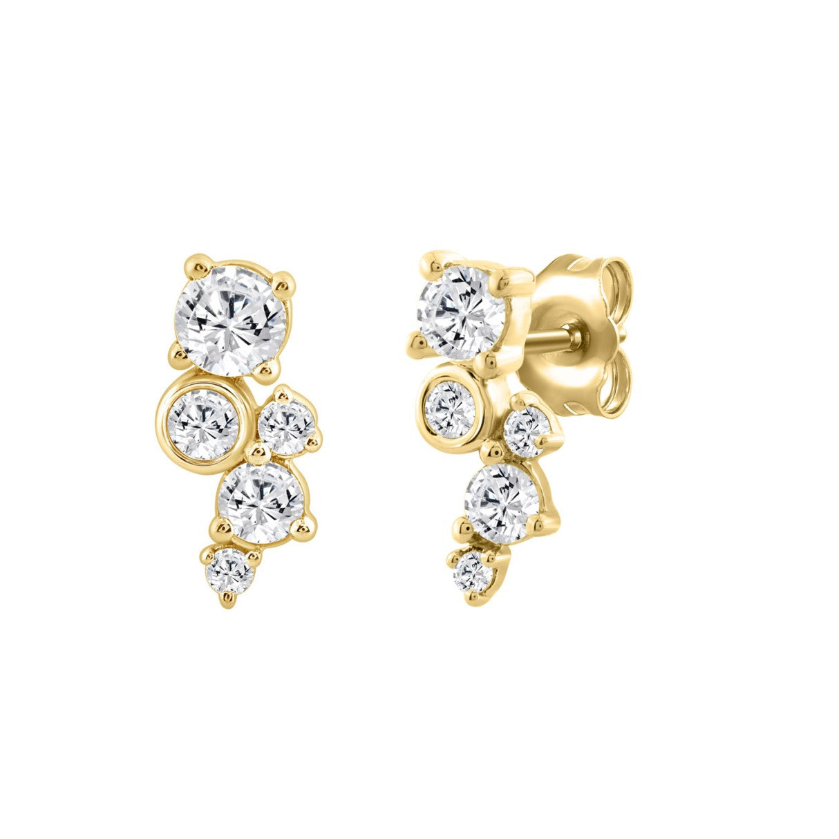 1.00CT Yellow Gold 10K Round Diamond Fashion Earrings for Women (Color F-G Clarity VS1/VS2)