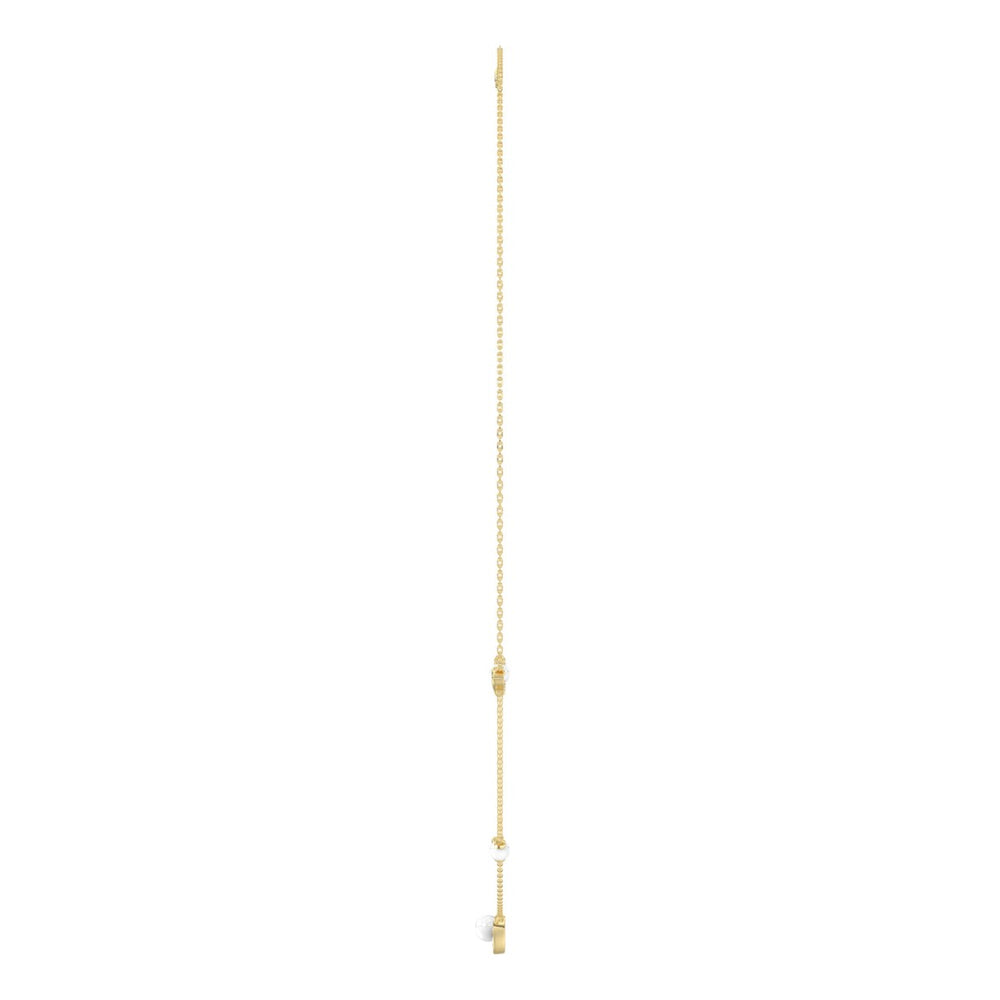 10K Yellow Gold Pearl &amp; Ladies Necklace 1/5CT  Marquise Diamonds (Color F-G -Clarity VS1/VS2)