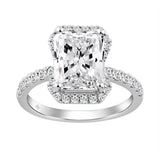 Ladies 14K White Gold Ladies Elegance-Ring 4 1/2CT Round &amp; Radiant Lab Grown Cut Diamond 4.00CT Radiant Center stone (Color F-G -Clarity VS1/VS2)