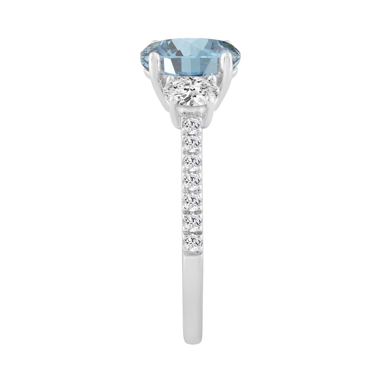 1 1/2CT Elegance Halo Ring 14k Round/Oval Diamond White Gold 1.00CT Blue Oval Center stone (Color F-G -Clarity VS1/VS2)