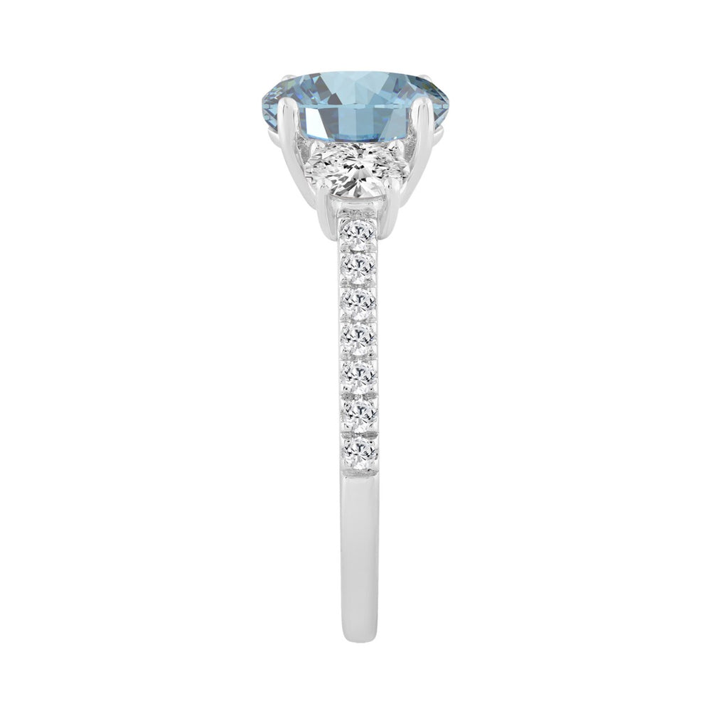 1 1/2CT Elegance Halo Ring 14k Round/Oval Diamond White Gold 1.00CT Blue Oval Center stone (Color F-G -Clarity VS1/VS2)