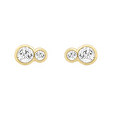 1/2CT Yellow Gold 10K Collection Linked Hearts & Two-Stone Round Diamond Earring for Women (Color F-G -Clarity VS1/VS2)