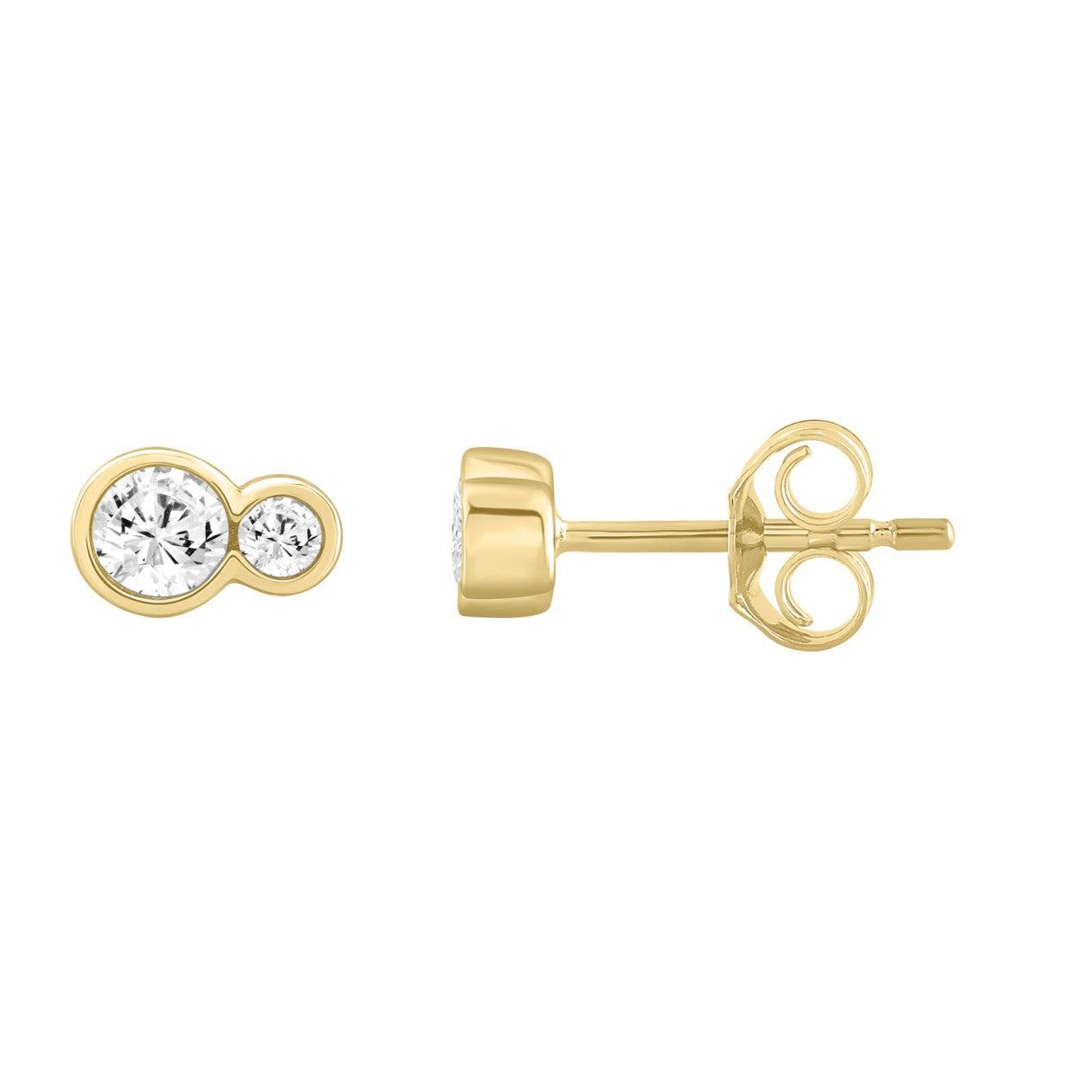 1/2CT Yellow Gold 10K Collection Linked Hearts & Two-Stone Round Diamond Earring for Women (Color F-G -Clarity VS1/VS2)