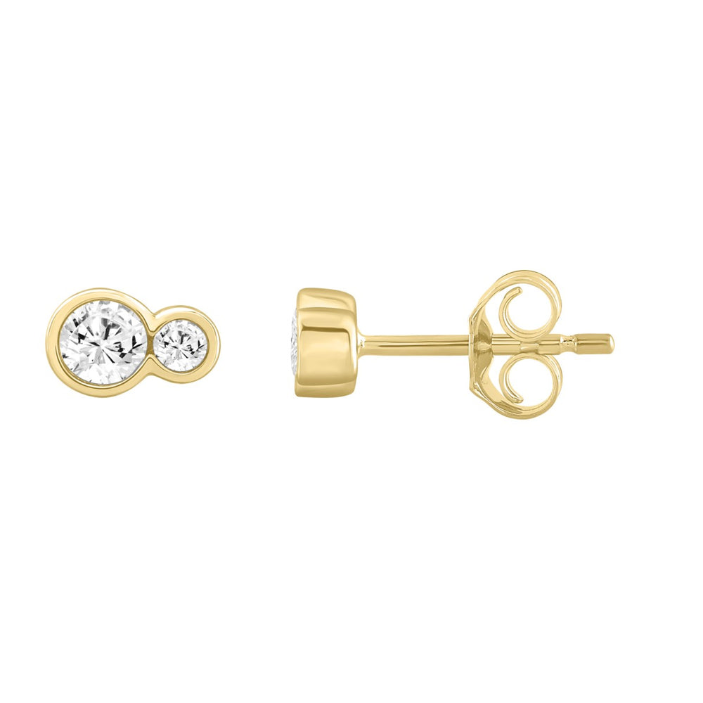 1/2CT Yellow Gold 10K Collection Linked Hearts & Two-Stone Round Diamond Earring for Women (Color F-G -Clarity VS1/VS2)
