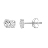 1/2CT White Gold 10K Collection Linked Hearts & Two-Stone Oval/Emerald Diamond stud Earring for Women (Color F-G -Clarity VS1/VS2)