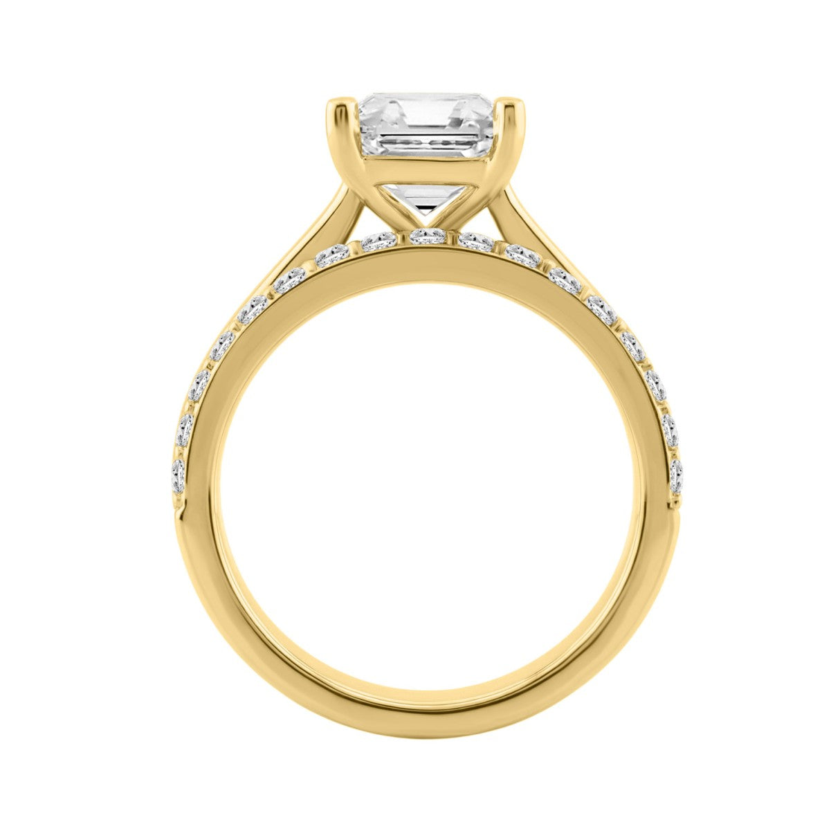 Luxury 18K Yellow Gold 3 1/3Ct Radiant &amp; Round Diamond Bridal Set 3.00Ct Radiant Cut Engagement Ring With Matching Wedding Band (Color F-G -Clarity Vs1/Vs2)