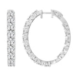 LADIES HOOP EARRINGS 9CT ROUND DIAMOND 14K WHITE GOLD