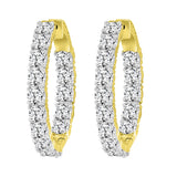 LADIES HOOP EARRINGS 9CT ROUND DIAMOND 14K YELLOW GOLD