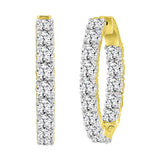 LADIES HOOP EARRINGS 9CT ROUND DIAMOND 14K YELLOW GOLD