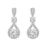 LADIES EARRINGS 3 1/2 CT ROUND DIAMOND 14K WHITE GOLD (CENTER STONE ROUND DIAMOND 2CT )