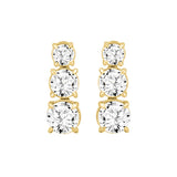LADIES EARRINGS 3CT ROUND DIAMOND 14K YELLOW GOLD (CENTER STONE ROUND DIAMOND 1 1/2CT )