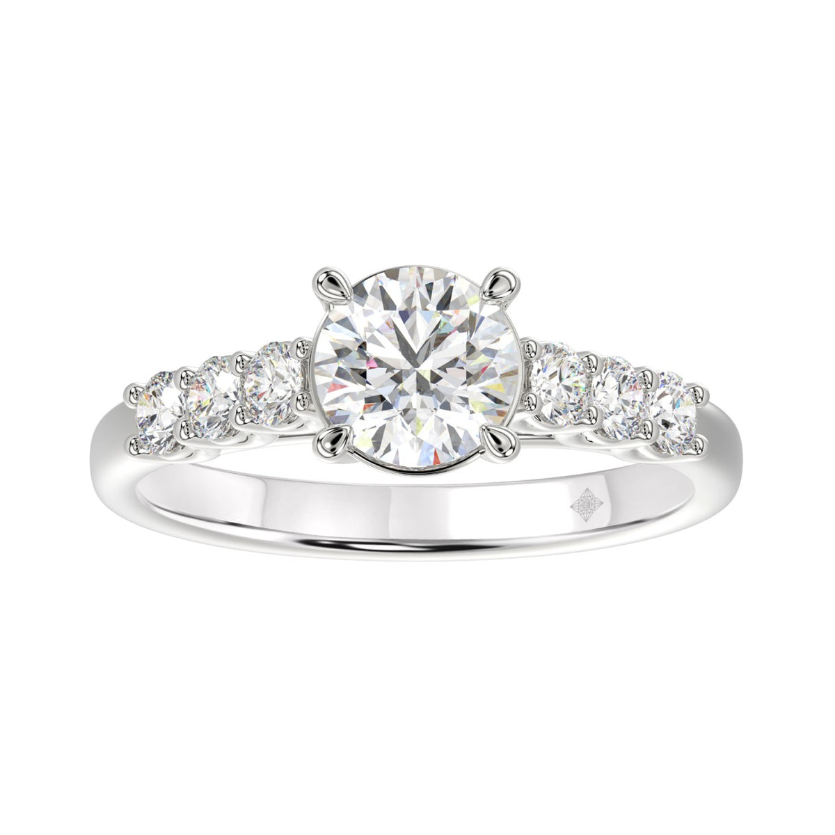 LADIES RING 1 1/2CT ROUND DIAMOND 14K WHITE GOLD (CENTER STONE ROUND DIAMOND 1CT)