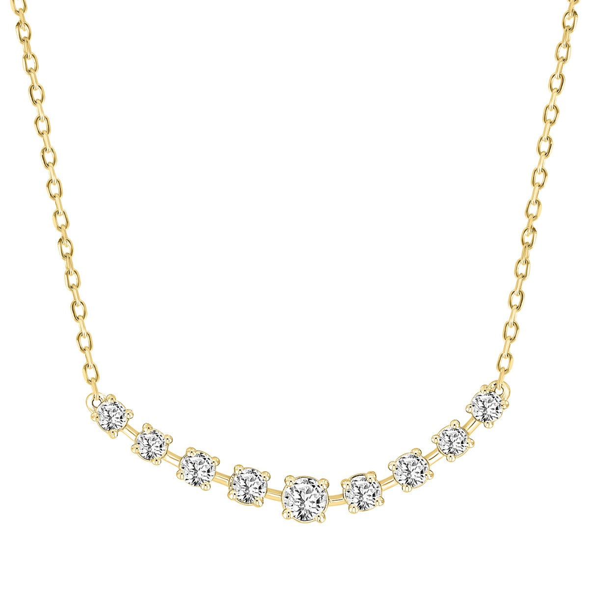 14K YELLOW GOLD 1 1/2CT ROUND DIAMOND LADIES NECKLACES