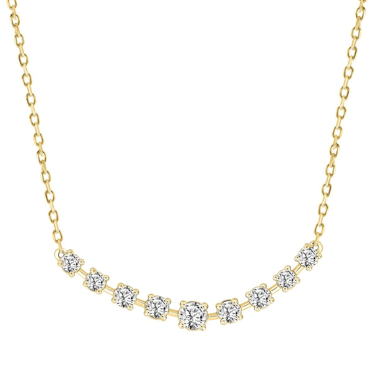 14K YELLOW GOLD 1 1/2CT ROUND DIAMOND LADIES NECKLACES