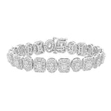 LADIES BRACELET 12 1/2CT ROUND/OVAL/EMERALD DIAMOND 14K WHITE GOLD (CENTER STONE EMERALD/OVAL DIAMOND 1/4CT )