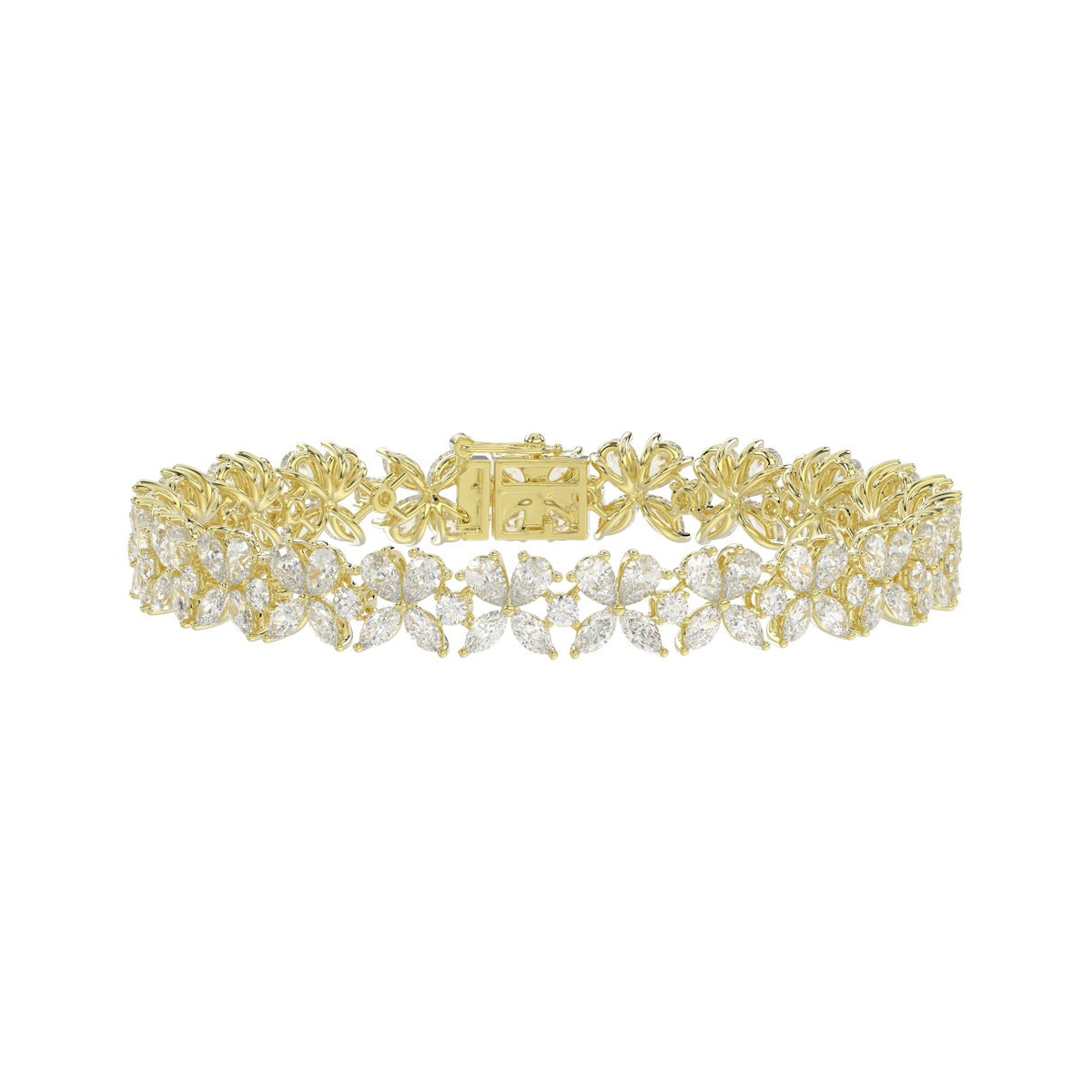 LADIES BRACELET 11 3/4CT ROUND/PEAR/MARQUISE DIAMOND 14K YELLOW GOLD