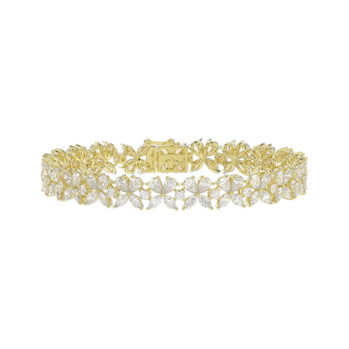 LADIES BRACELET 11 3/4CT ROUND/PEAR/MARQUISE DIAMOND 14K YELLOW GOLD