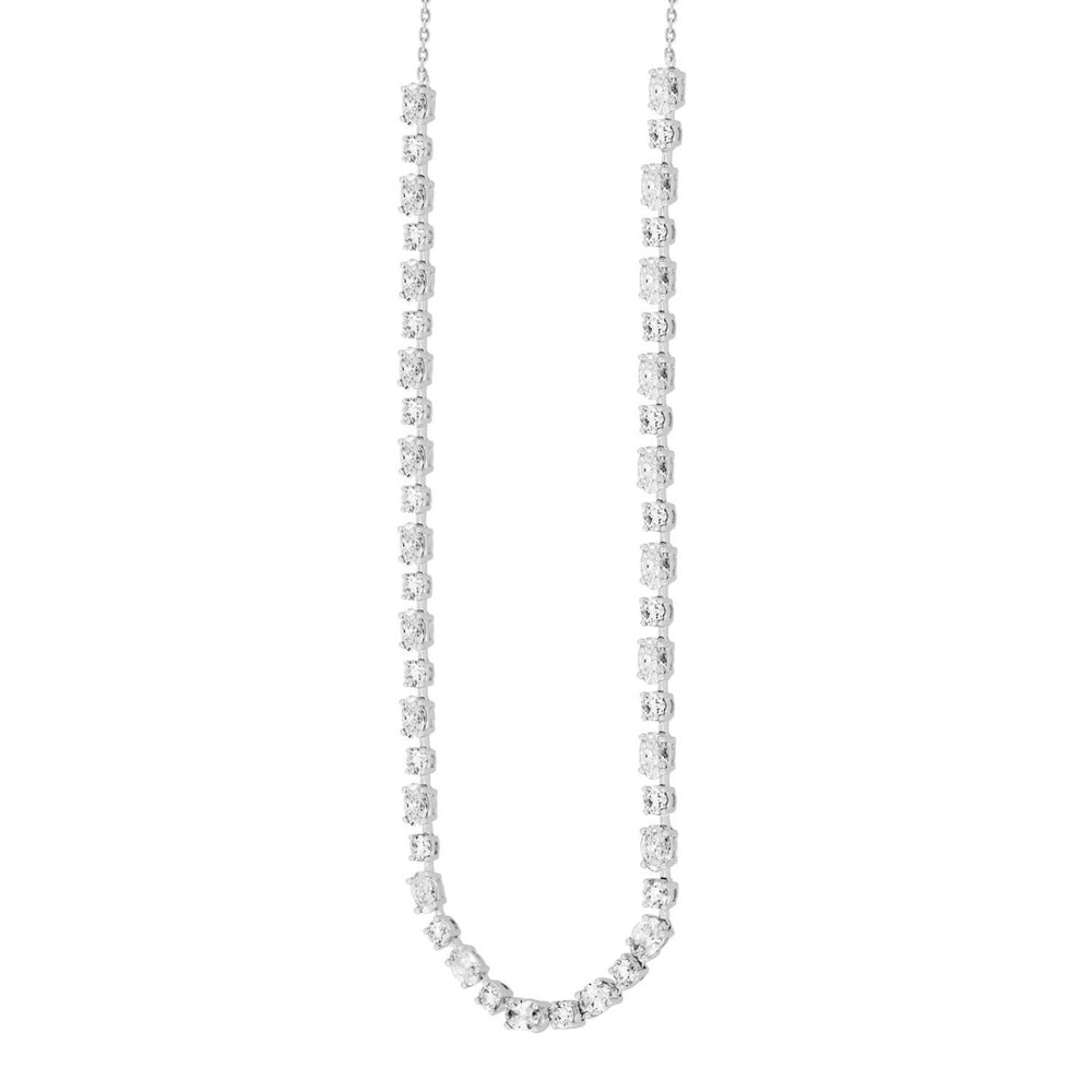 LADIES NECKLACE 20CT ROUND/OVAL DIAMOND 14K WHITE GOLD