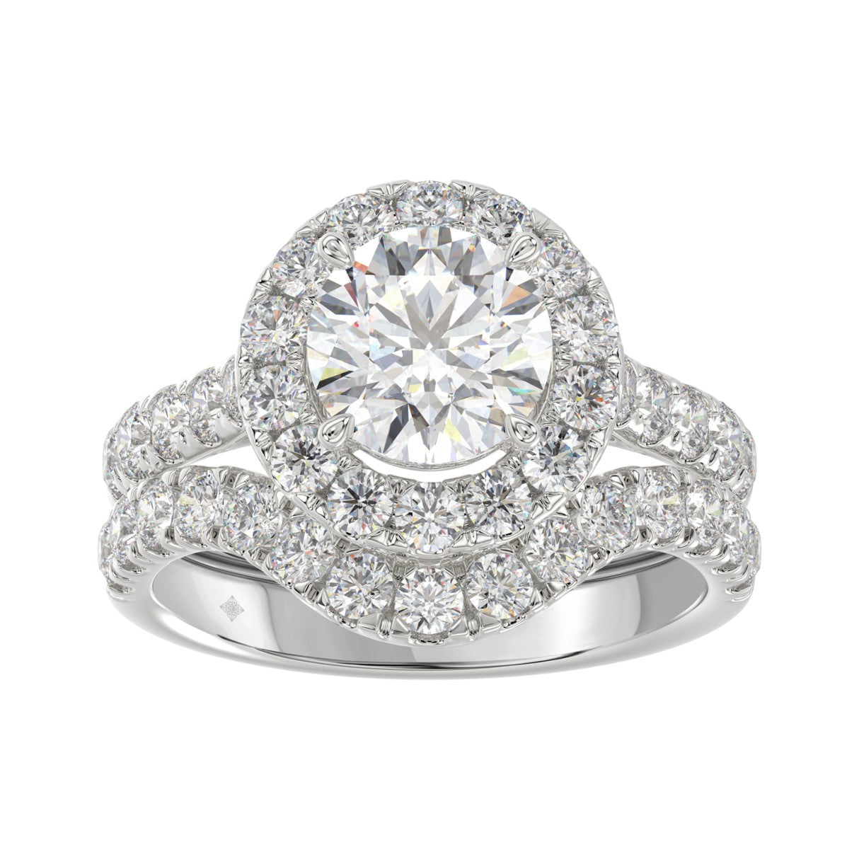 14K WHITE GOLD 3.00CT ROUND DIAMOND LADIES BRIDAL SET (CENTER STONE ROUND DIAMOND 1 1/2CT