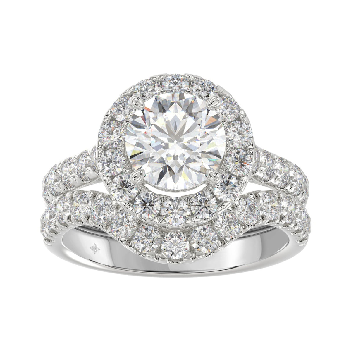 14K WHITE GOLD 3.00CT ROUND DIAMOND LADIES BRIDAL SET (CENTER STONE ROUND DIAMOND 1 1/2CT