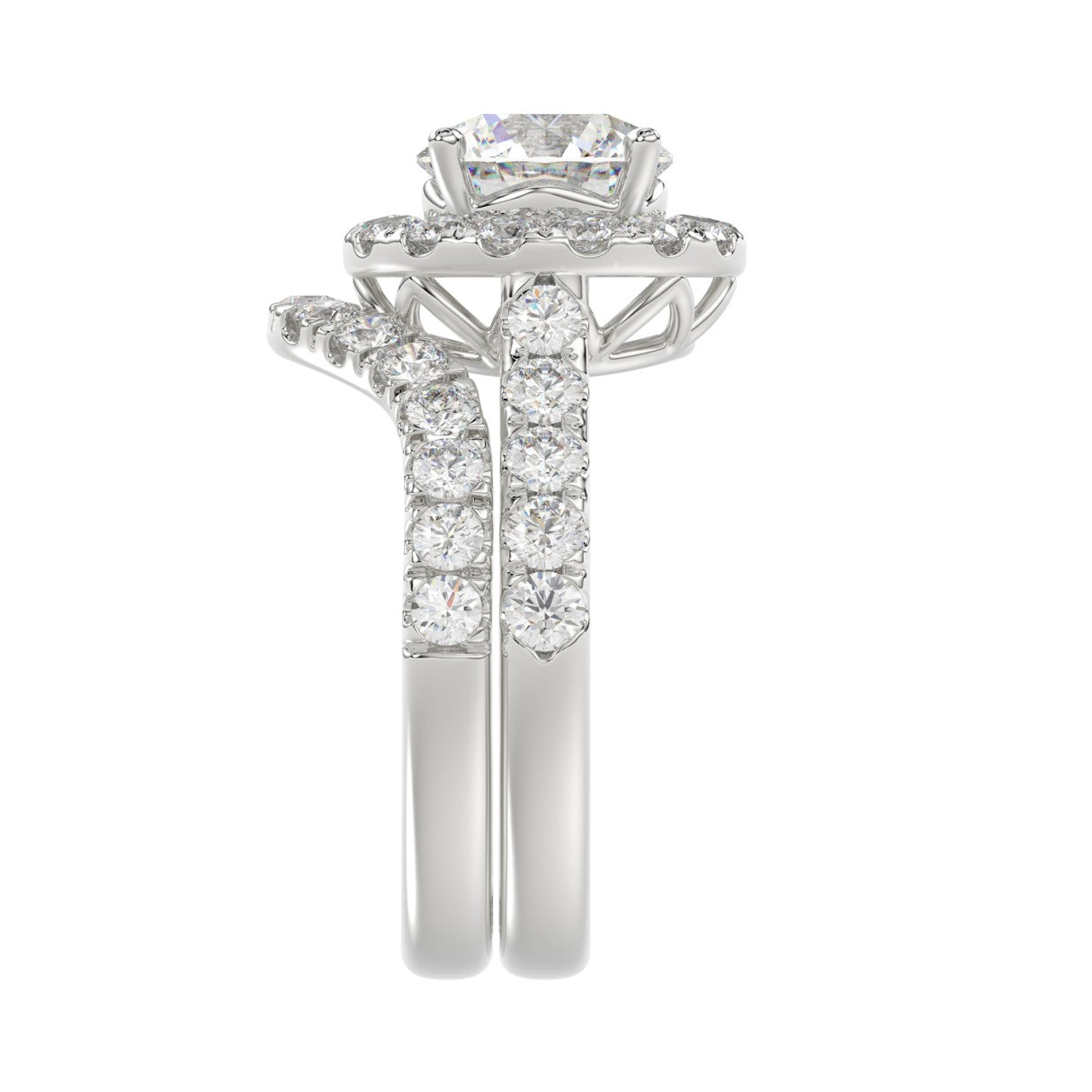 14K WHITE GOLD 3.00CT ROUND DIAMOND LADIES BRIDAL SET (CENTER STONE ROUND DIAMOND 1 1/2CT