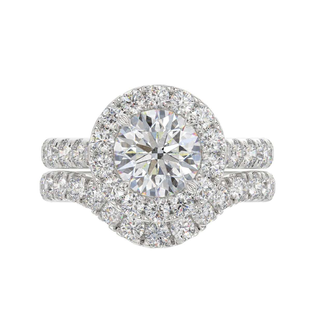 14K WHITE GOLD 3.00CT ROUND DIAMOND LADIES BRIDAL SET (CENTER STONE ROUND DIAMOND 1 1/2CT