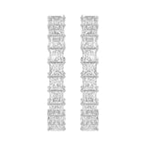 LADIES HOOP EARRINGS 5CT PRINCESS DIAMOND 14K WHITE GOLD