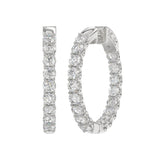 LADIES HOOP EARRINGS 3CT ROUND DIAMOND 14K WHITE GOLD