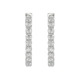 LADIES HOOP EARRINGS 3CT ROUND DIAMOND 14K WHITE GOLD