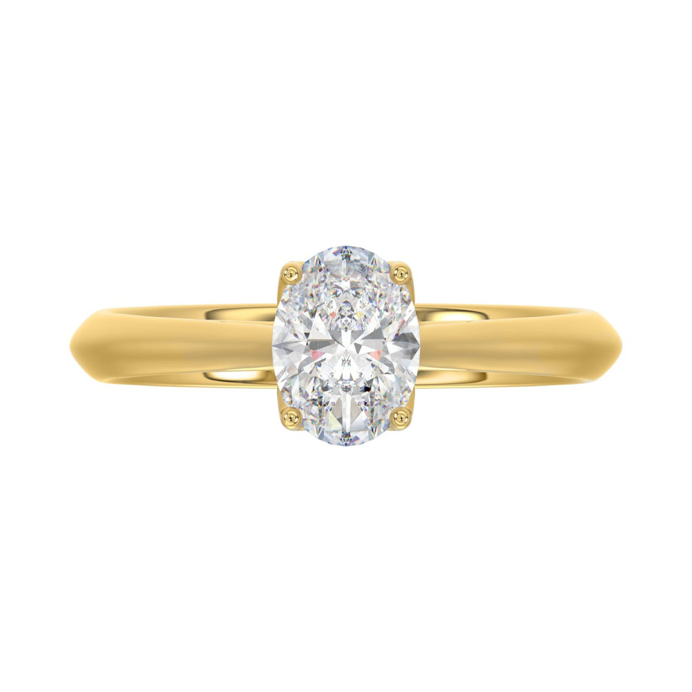 LADIES SOLITAIRE RING 1CT OVAL DIAMOND 14K YELLOW GOLD