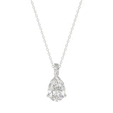 LADIES SOLITAIRE PENDANT WITH CHAIN 1CT PEAR DIAMOND 14K WHITE GOLD