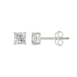 LADIES SOLITAIRE EARRINGS 1CT PRINCESS DIAMOND 14K WHITE GOLD