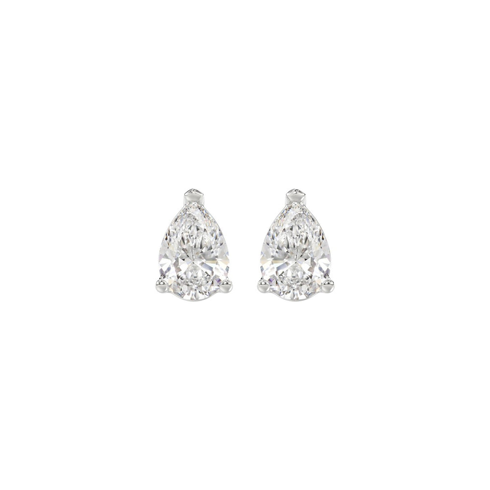 LADIES SOLITAIRE EARRINGS 1CT PEAR DIAMOND 14K WHITE GOLD