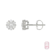 Diamond Cluster Stud Earrings| 0.50 CTW Lab-Created Diamonds | Sterling Silver