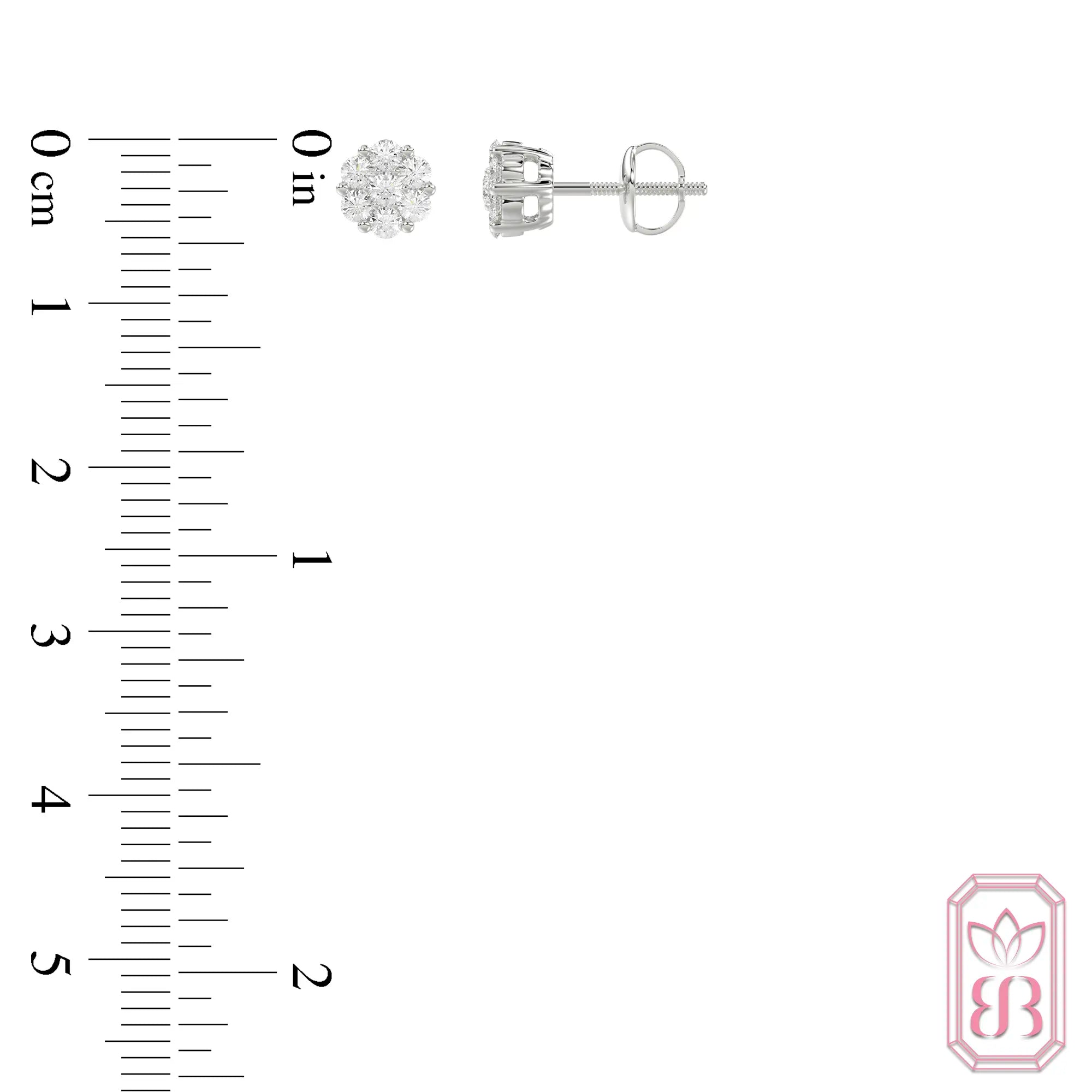 Diamond Cluster Stud Earrings| 0.50 CTW Lab-Created Diamonds | Sterling Silver