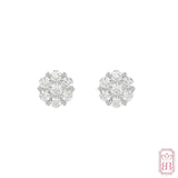 Diamond Cluster Stud Earrings| 0.50 CTW Lab-Created Diamonds | Sterling Silver