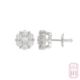 Diamond Cluster Stud Earrings| 1.00 CTW Lab-Created Diamonds | Sterling Silver