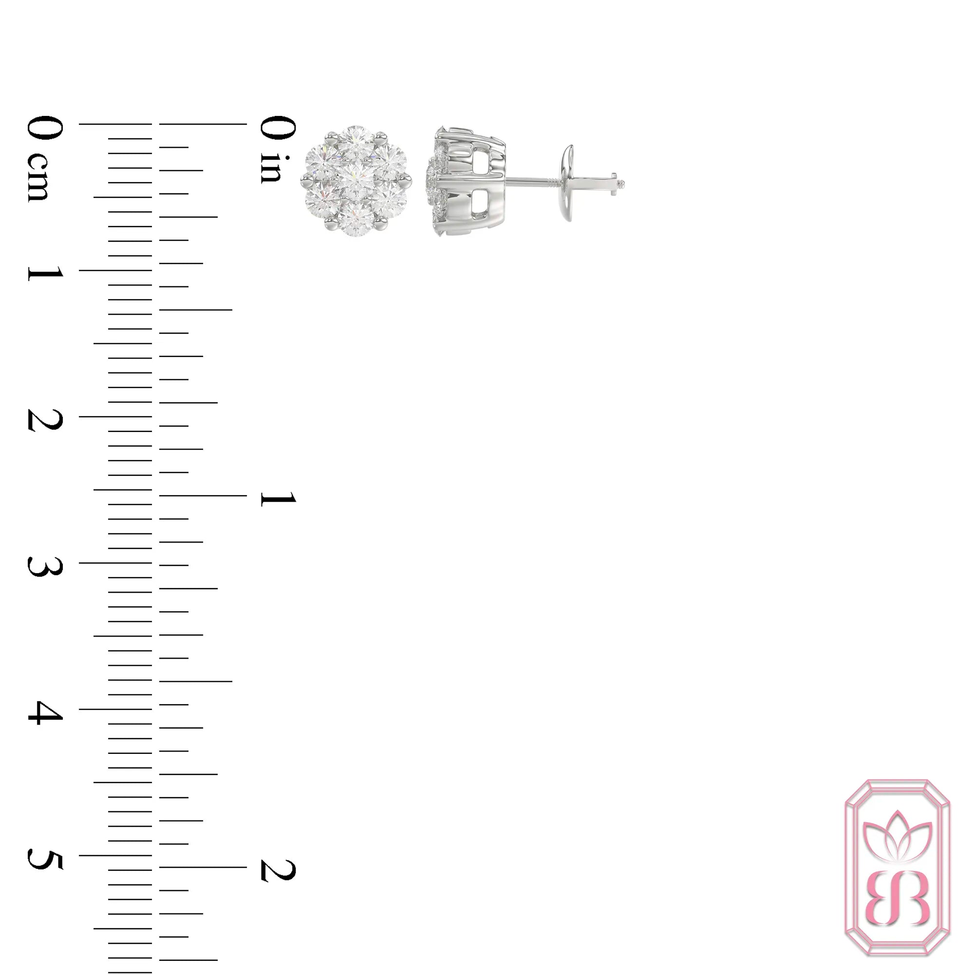 Diamond Cluster Stud Earrings| 1.00 CTW Lab-Created Diamonds | Sterling Silver