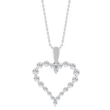 Silver 0.50ct Round Diamond Ladies Heart Necklace