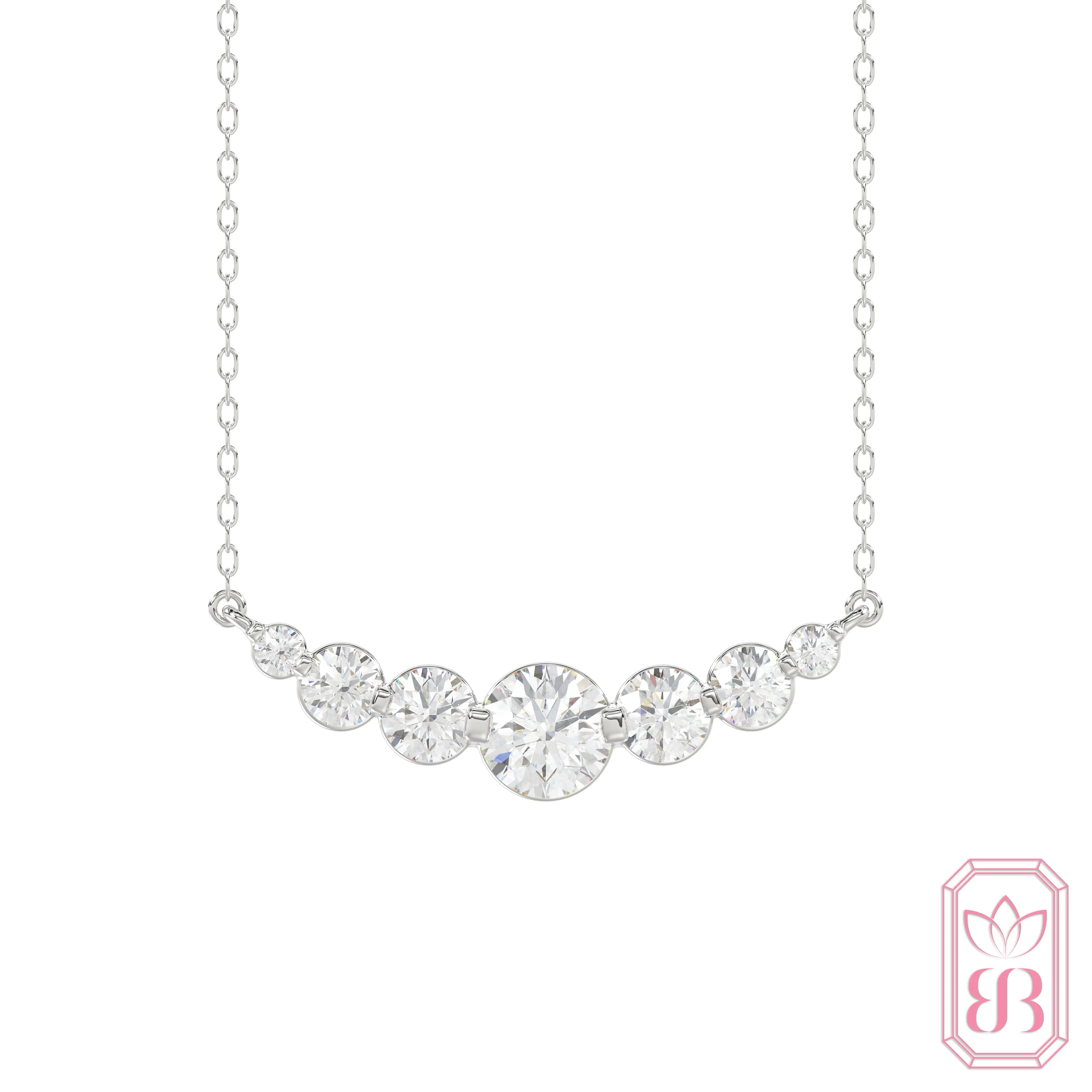 Seven Diamond Curve Necklace | 1.00 CTW Lab-Created Diamonds | Sterling Silver